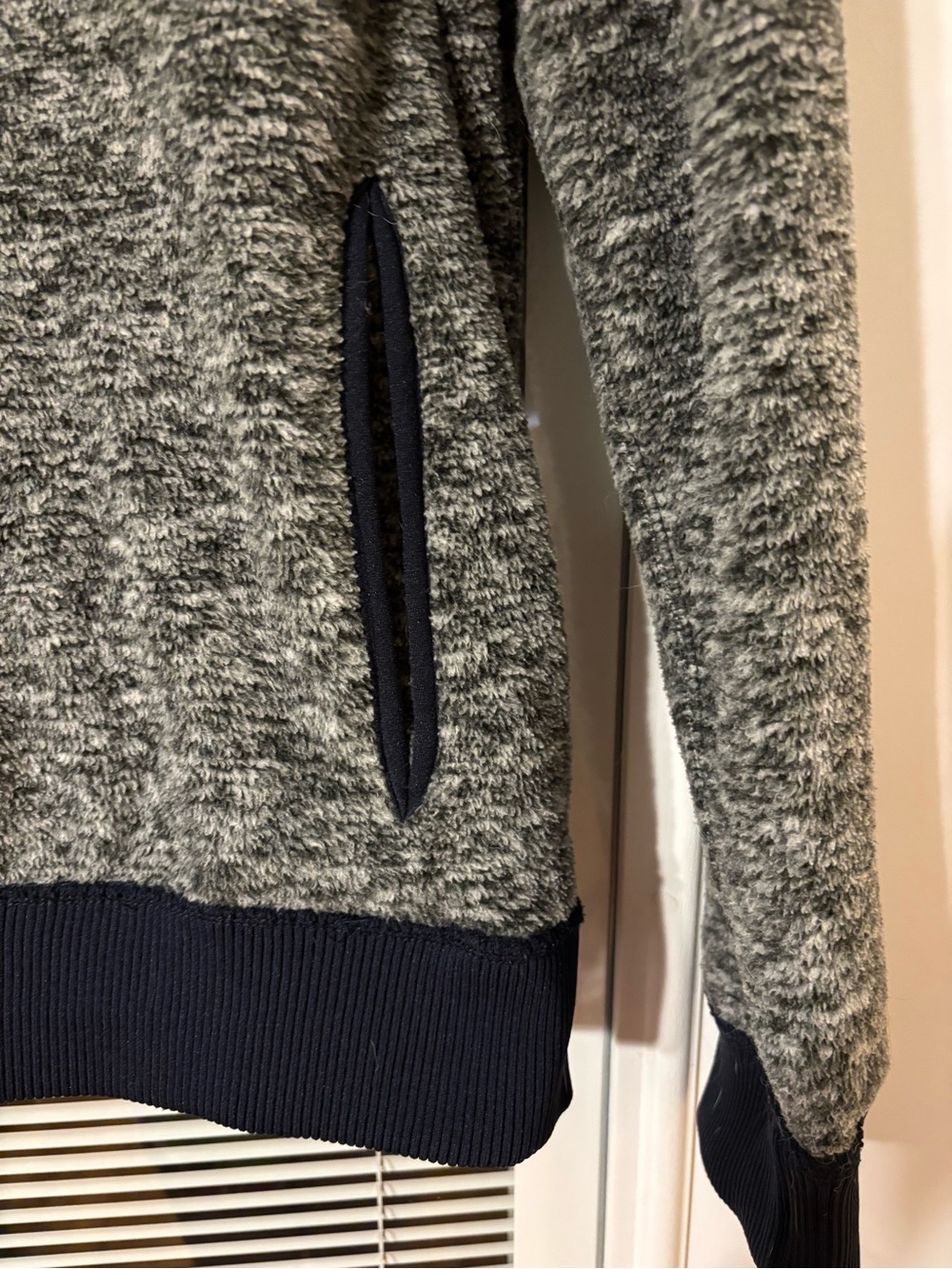 Abercrombie & Fitch Men's Heather Gray Half-Zip Sweater with Navy Trim - Picture 7 of 14
